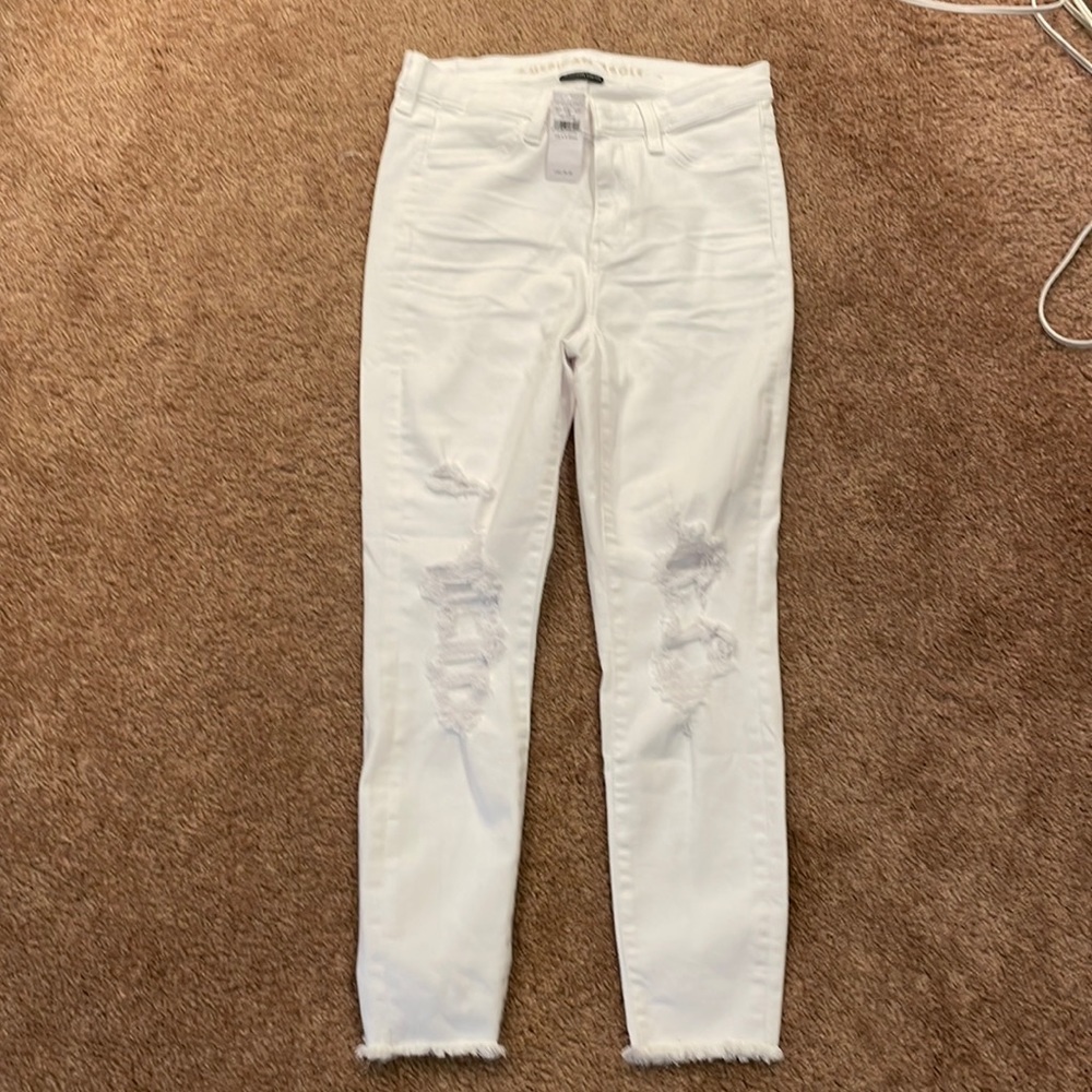 Americans can Eagle white distressed jeans 4 X-short
